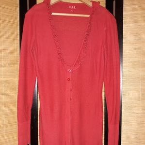 ELLE sweater XS long cardigan burnt orange EUC